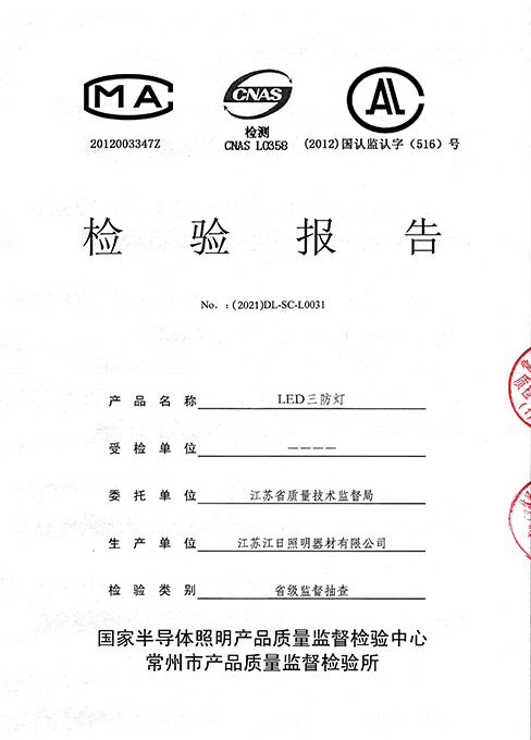 LED三防灯检测报告